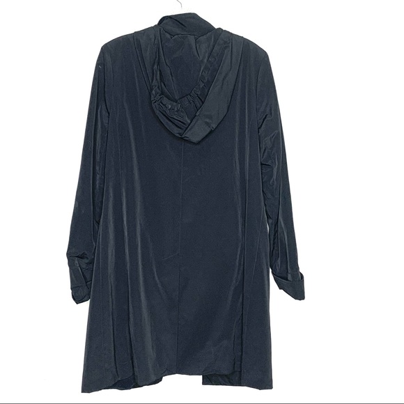 London Fog Women Black Layered Trench Coat with Hood Size Small - Picture 6 of 9